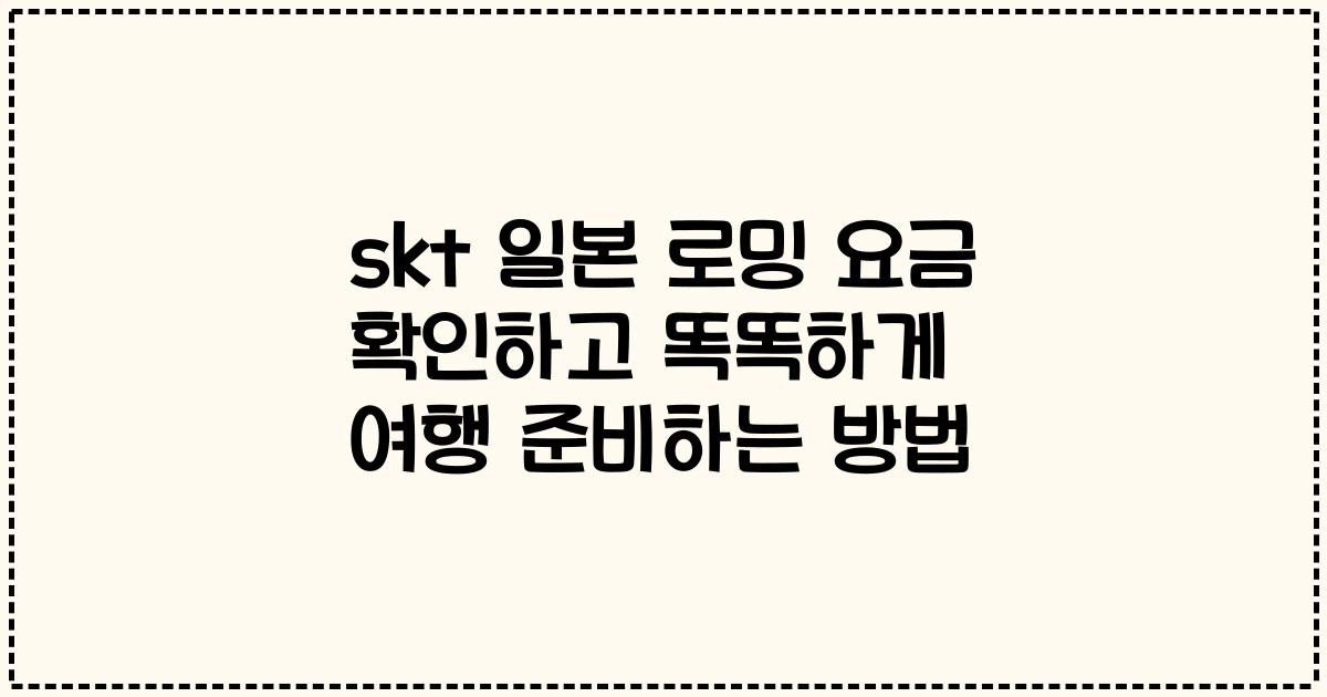 skt 일본 로밍 요금 확인하고 똑똑하게 여행 준비하는 방법