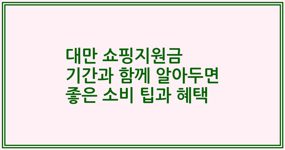 대만 쇼핑지원금 기간과 함께 알아두면 좋은 소비 팁과 혜택