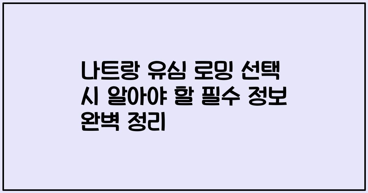 나트랑 유심 로밍 선택 시 알아야 할 필수 정보 완벽 정리