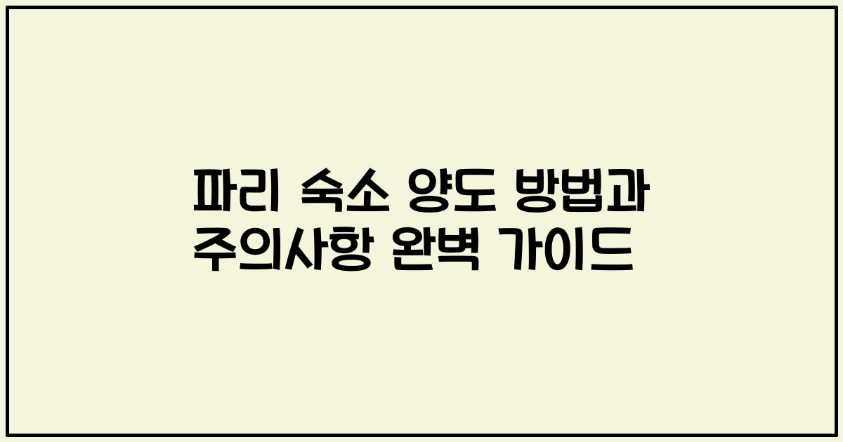 파리 숙소 양도 방법과 주의사항 완벽 가이드
