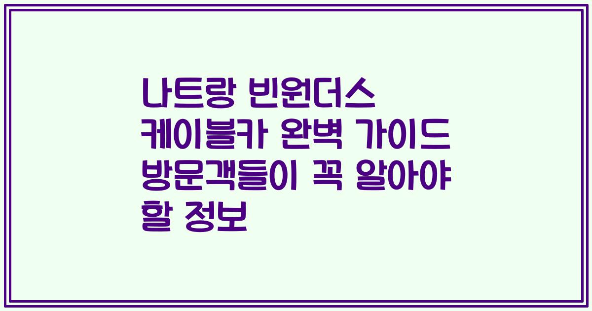 나트랑 빈원더스 케이블카 완벽 가이드 방문객들이 꼭 알아야 할 정보
